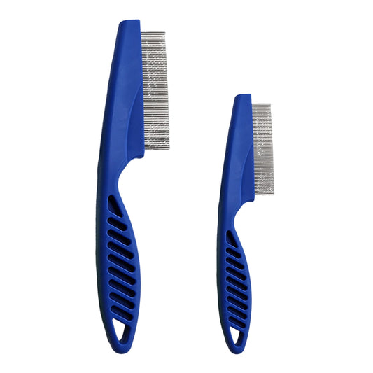 Zksm 2Pcs Pet Grooming Comb Multifunctional – Stainless Steel Flea Comb for Cats, Dogs, Pet Tear Stain Removal Brush for Deshedding
