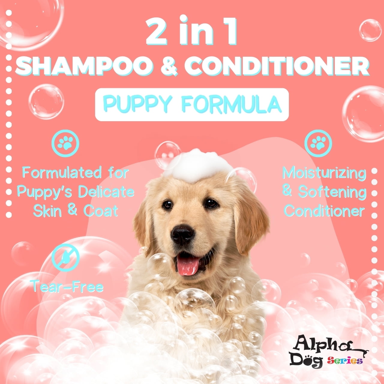All Natural, Hypoallergenic | Gentle Puppy Shampoo + Conditioner with Aloe Vera | Antibacterial | pH Balanced | Tear Free | Detangler & Moisturizer | Odor Eliminator | Grooming Quality - Pack of 2