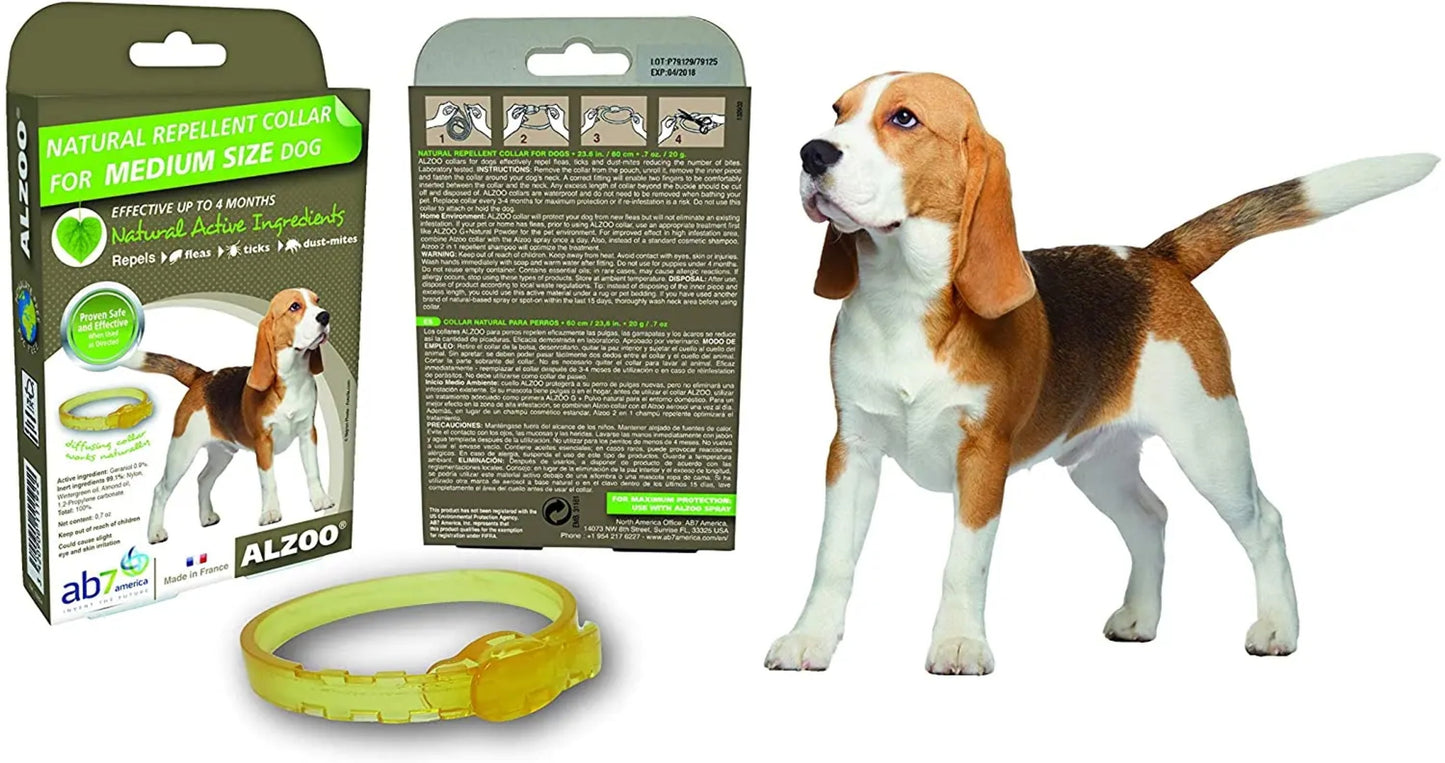 Alzoo Natural Repellent Diffusing Dog Collar for Medium Dogs