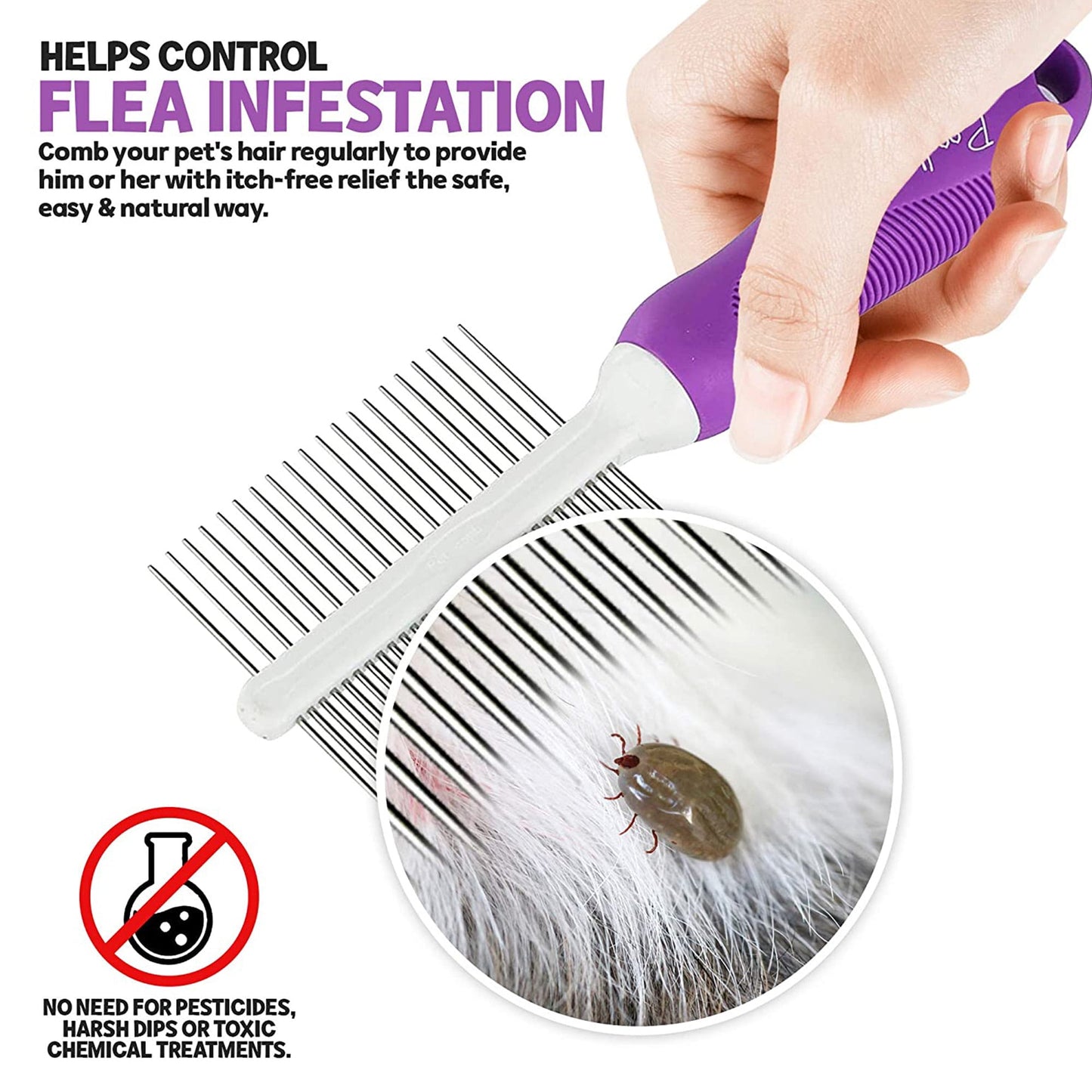 Poodle Pet Double-Sided Stainless Steel Dog & Cat Pet Comb Grooming Hair Tool