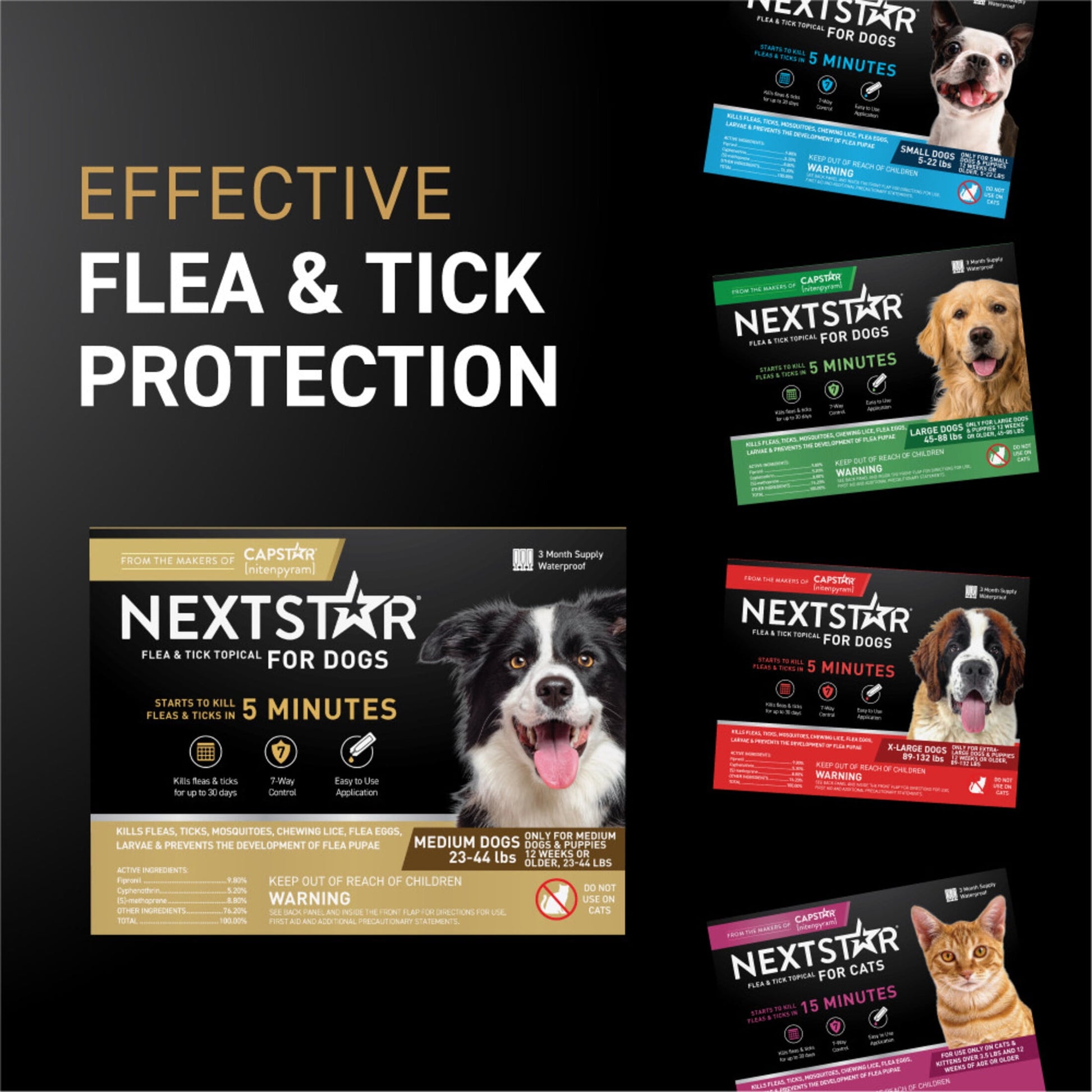 (2 pack) NEXTSTAR Flea & Tick Topical Prevention for Dogs 23-44 lbs, 1-Month Supply