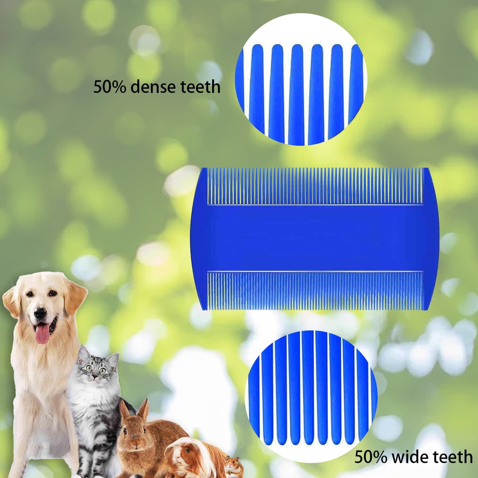 JELSUBI 4 Pack Flea Lice Comb, Stainless Steel Dog Cat Grooming Combs with Rounded Teeth, Double Sided Professional Pet Tear Stain Remover, Dematting Tool for Small, Medium & Large Pets