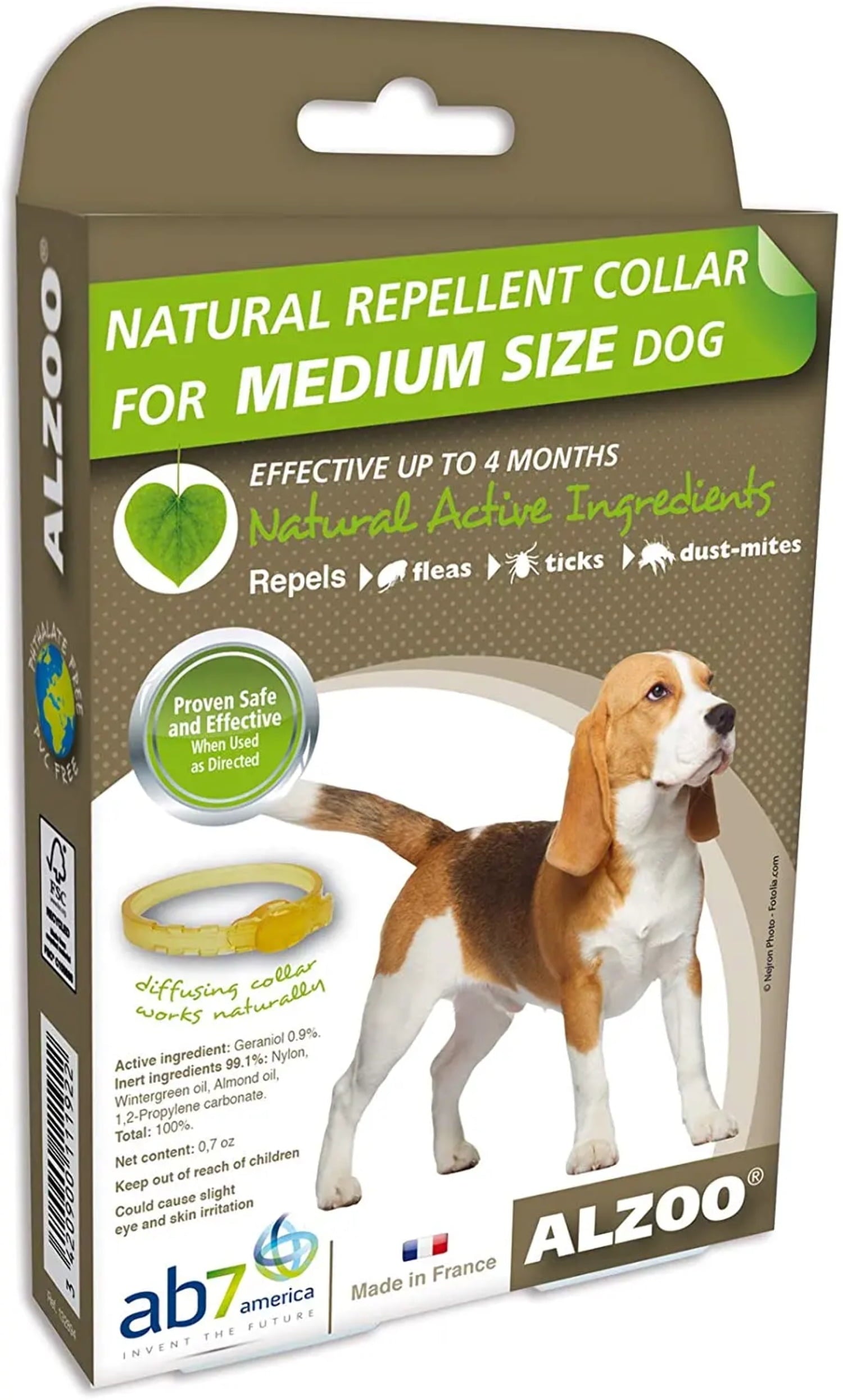 Alzoo Natural Repellent Diffusing Dog Collar for Medium Dogs