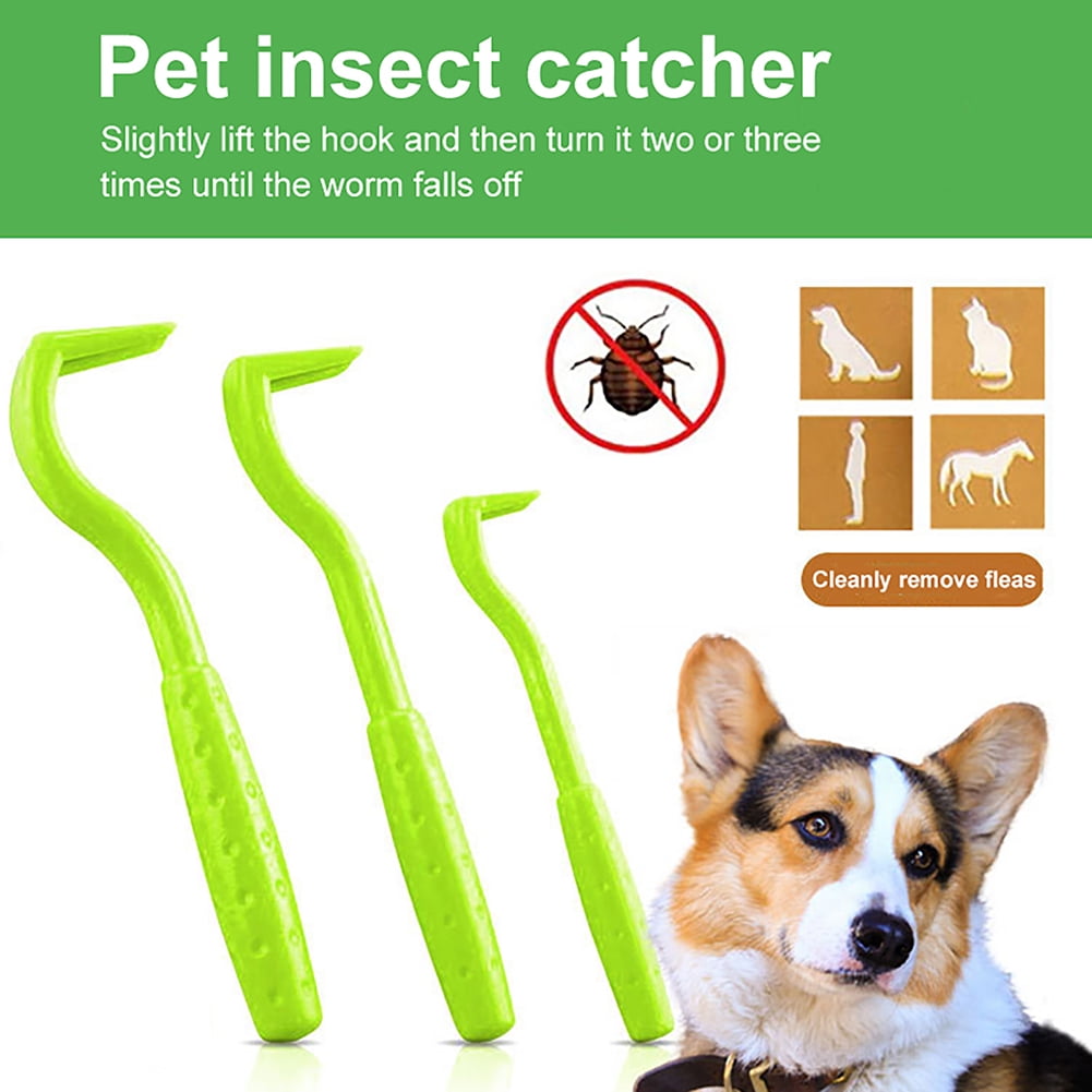 3pcs/set Pets Grooming Tick Clips Dogs Fleas Tweezer Cat Lice Clamp Tool (Green)