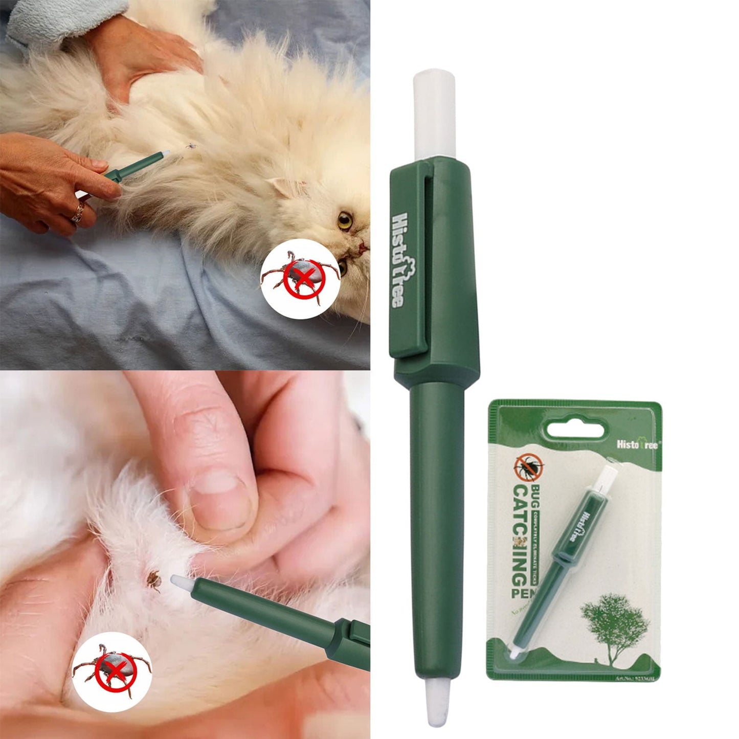 Bentne Pet Supplies Pet Insect Catching Tool Reliable Tick Removal Method Pet Catcher Cat and Dog Grooming Catcher Tick Holder Tick Remover Pen Tick Remover Flea Holder Pet Supplies