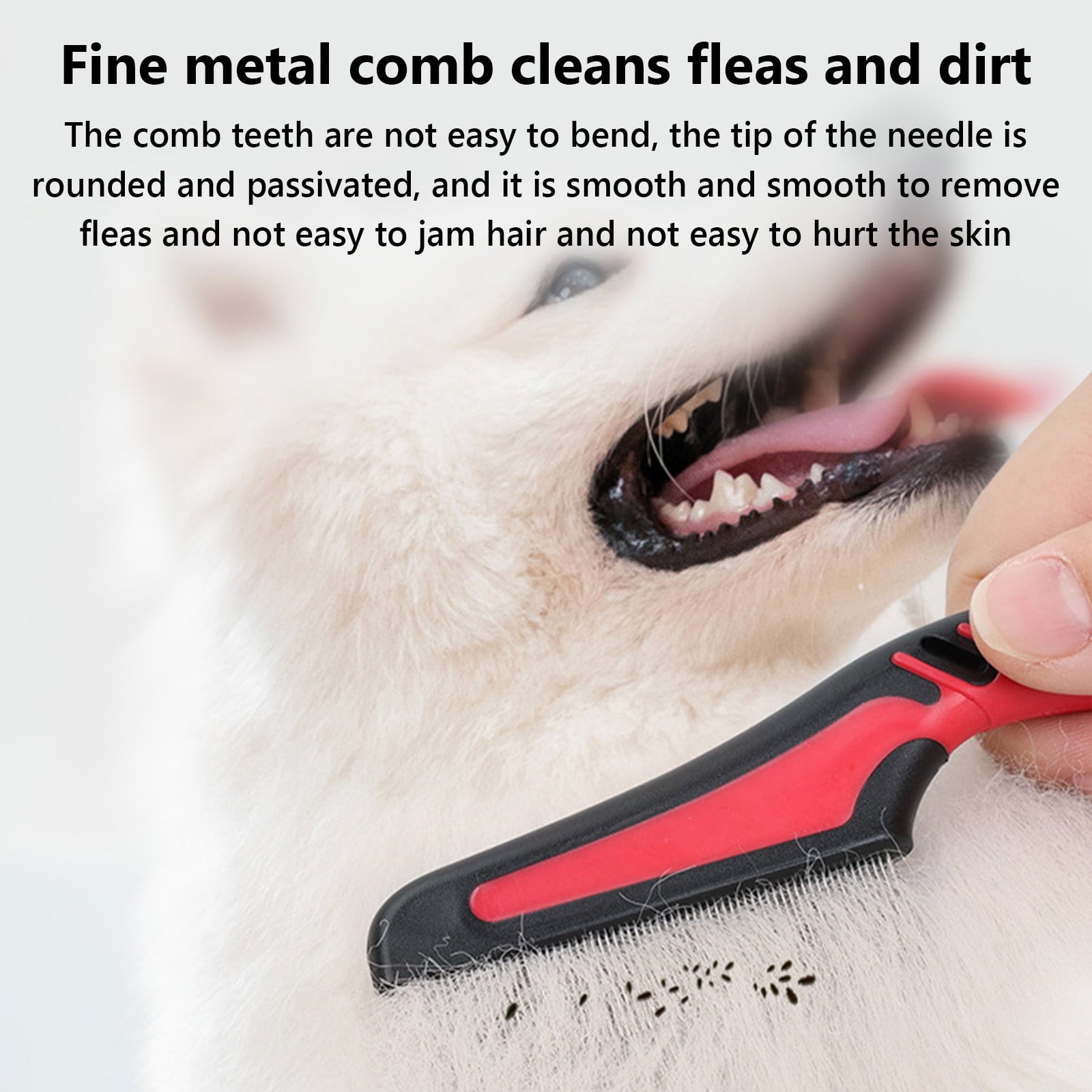 2 Pcs Double Row Flea Comb for Dogs & Cats - Long Handle Pet Grooming Tool for Ticks, Lice & Flea Removal - Gentle Detangling & Hair Care - Lightweight Durable Comb for Small Animals & Pets